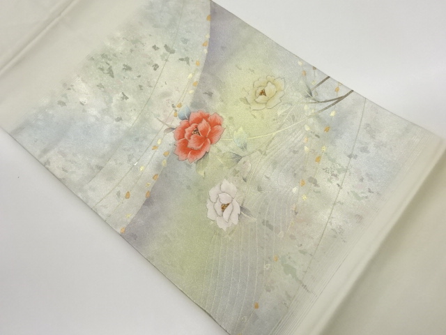 JAPANESE NAGOYA OBI / EMBROIDERY / KINSAI / FLOWERS